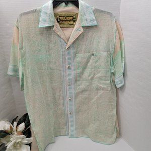 Mens Amazing Cross Stitch Embroidered Light Art Shirt PAUL ROPP 100% Silk 3